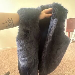 Women's Faux Fur Vest - dark blue